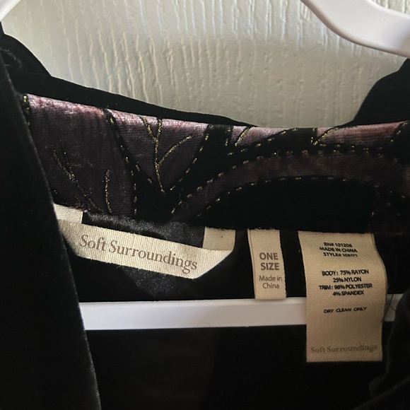 Soft Surroundings Black Velvet Cape with Floral Accents - Picture 2 of 7